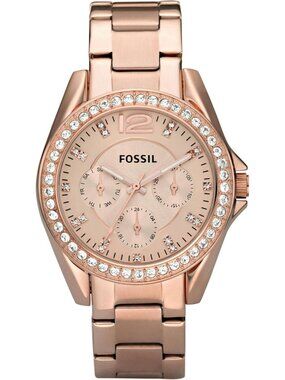 Fossil Women's Rose Gold Analog Quartz Riley Stainless Steel Multifunction Watch